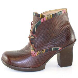 John Fluevog Stripe Detail Block Heel Booties Womens (US 8/EU 38.5)
